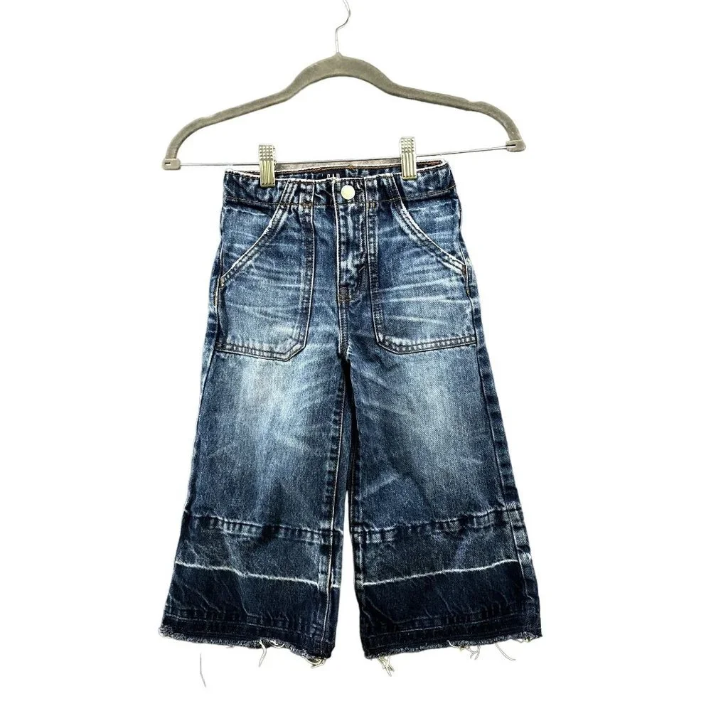 GAP Girls Size 6 High Rise Wide Leg Crop Jeans Frayed‎ Hem